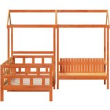 vidaXL set dnevnog kreveta s krovom voštano smeđi 80x200 cm borovina | shoptok.hr