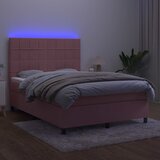  box spring s madracem LED ružičasti 140x200cm baršunasti | shoptok.hr