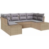  Sjedeća garnitura za vrt 6 kom. Bež poliratan 234 x 154 x 69 cm | shoptok.hr