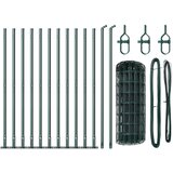 vidaXL Evropska ograja z 13 odrezanimi stebri 0.6x25 m galvanizirano jeklo | Shoptok.si
