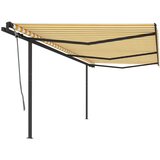vidaXL Avtomatsko zložljiva tenda s stebrički 6x3 m rumena in bela Cene