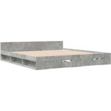  Posteljni okvir s predali betonsko siv 200x200cm inženirski les | Shoptok.si