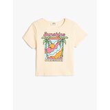 Koton Crop T-Shirt Tropical Printed Short Sleeve Crew Neck Cotton | shoptok.hr