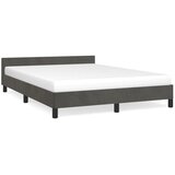 The Living Store Posteljni okvir z vzglavjem temno siv 140x200 cm žamet - Posteljni Okvir Z Vzglavjem, (21488805) | Shoptok.si