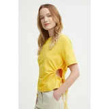 Sisley Kratka majica ženski, rumena barva