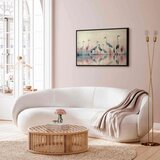  Slika - Birds by the lake - herons painted in watercolour in delicate grey and pink colours 90x60 U crnom drvenom okviru | shoptok.hr
