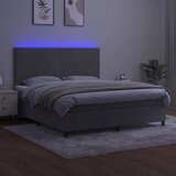  box spring s madracem LED svjetlosivi 180x200 cm baršun | shoptok.hr