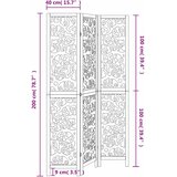  Sobna pregrada s 3 panela bijela od masivnog drva paulovnije 40 x 200 cm | Shoptok.si