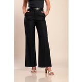 Fenzy Elegantne Duge Hlače S Remenom, Crne | shoptok.hr