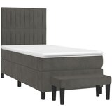 Box spring krevet s madracem tamnosivi 100x200 cm baršunasti | shoptok.hr