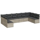 Maison Chic Seti vrtnega pohištva - Vrtna garnitura - Vrtni pohištvo set 10-delna z blazinami sv. siv poli ratan, (21819970) | Shoptok.si