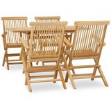 The Living Store Zunanja jedilna garnitura 5-delna iz trdne tikovine - Vrtna Jedilna Garnitura, (21424712) | Shoptok.si