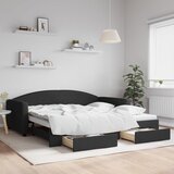  Dnevni krevet na razvlačenje s ladicama crni 100x200 cm tkanina | shoptok.hr