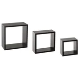 zidna polica kocka 3 kom 15X9X15, 20X9X20, 25X9X25 mdf crna