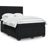 vidaXL Box spring postelja z vzmetnico črna 160x200 cm žamet | Shoptok.si