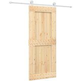  Klizna vrata Prirodna i bijela 85 x 210 cm Čvrsta borovina | shoptok.hr