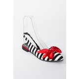Fox Shoes Women's Black and White Fabric Flat Flats | shoptok.hr