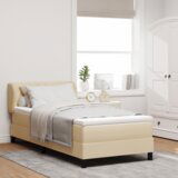 Box Spring Krevet s Madracem Krem 90x200 cm Tkanina Cijene
