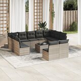 vidaXL 12-dijelni set vrtnih sofa poliratan s jastucima svijetlosivi Cijene