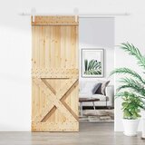  Klizna vrata 100 x 210 cm Masivna borovina Prirodna i bijela | shoptok.hr