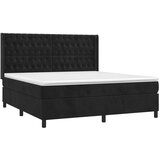  Box spring s madracem LED crni 160x200 cm baršun | shoptok.hr