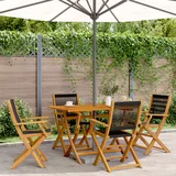 vidaXL Zložljivi vrtni stoli 4 kosi črni trden akacijev les