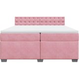  Krevet s oprugama i madracem ružičasti 200x200 cm baršunasti | shoptok.hr