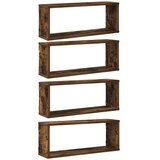  Kockaste zidne police 4 kom dimljeni hrast 60x15x23 cm drvene | shoptok.hr