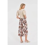 Marisse Brown Plant Print Midi Skirt | shoptok.hr