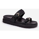 Boto Womens Platform Slippers With Golden Buckles Black Wernone | Shoptok.si
