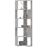 vidaXL Kutni regal za knjige 5 razine boja betona 50x50x179 cm drveni | shoptok.hr