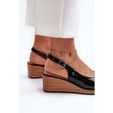 Sergio Leone Women's Patent Leather Wedge Sandals | shoptok.hr