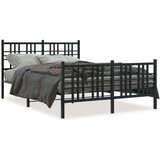 vidaXL Metalni okvir kreveta uzglavlje i podnožje crni 137x190 cm | shoptok.hr