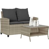 vidaXL Vrtna sofa 2-sjed s jastucima i stolom svijetlosivi poliratan | shoptok.hr