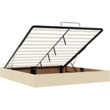 vidaXL Otomanski posteljni okvir z vzmetnico krem 160x200 cm blago, (21653419) | Shoptok.si