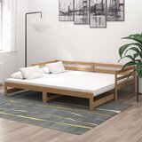 vidaXL Izvlečna dnevna postelja medeno rjava borovina 2x(90x200) cm | Shoptok.si