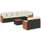 9-dijelni set vrtnih sofa s jastucima crni od poliratana | shoptok.hr