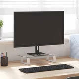 Stalak za monitor bijeli 40 x 20 x 8 cm kaljeno staklo i metal