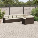vidaXL 9-dijelni set vrtnih sofa s jastucima poliratan smeđi Cijene
