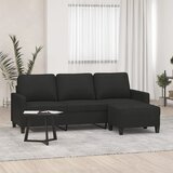 The Living Store Trosed s stolčkom za noge črn 180 cm blago - Trosed S Stolčkom Za Noge, (21657151) | Shoptok.si