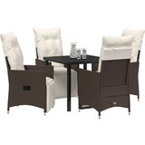  5-delni Vrtni Jedilni Set z Blazinami Rjava Poli Ratan, (22087831) | Shoptok.si