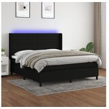 vidaXL Krevet box spring s madracem LED crni 180x200 cm od tkanine | shoptok.hr