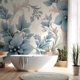  Foto tapeta - Turquoise Flowers in Retro Ambience - Floristic Ornaments 200x140 | shoptok.hr