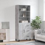 vidaXL Visoka komoda betonsko siva 69,5x34x180 cm inženirski les | Shoptok.si