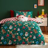 Catherine Lansfield Zelena posteljnina za zakonsko posteljo 200x200 cm Christmas Icons – Cene