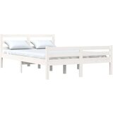  Posteljni okvir bel iz trdnega lesa 135x190 cm 4FT6, (20643086) | Shoptok.si