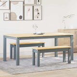 vidaXL 3-dijelni blagovaonski set Panama od masivne borovine sivi | shoptok.hr