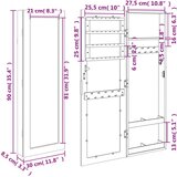vidaXL Omarica za nakit z ogledalom stenska črna 30x8,5x90 cm | Shoptok.si