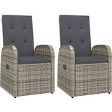 Maison Chic Nastavljivi vrtni stoli - Stol za vrt 2 kosa z blazinami poli ratan sivi JS81, (21878927) | Shoptok.si