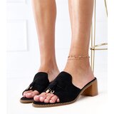  Black block heel mules with strap embellishment Gariend | shoptok.hr